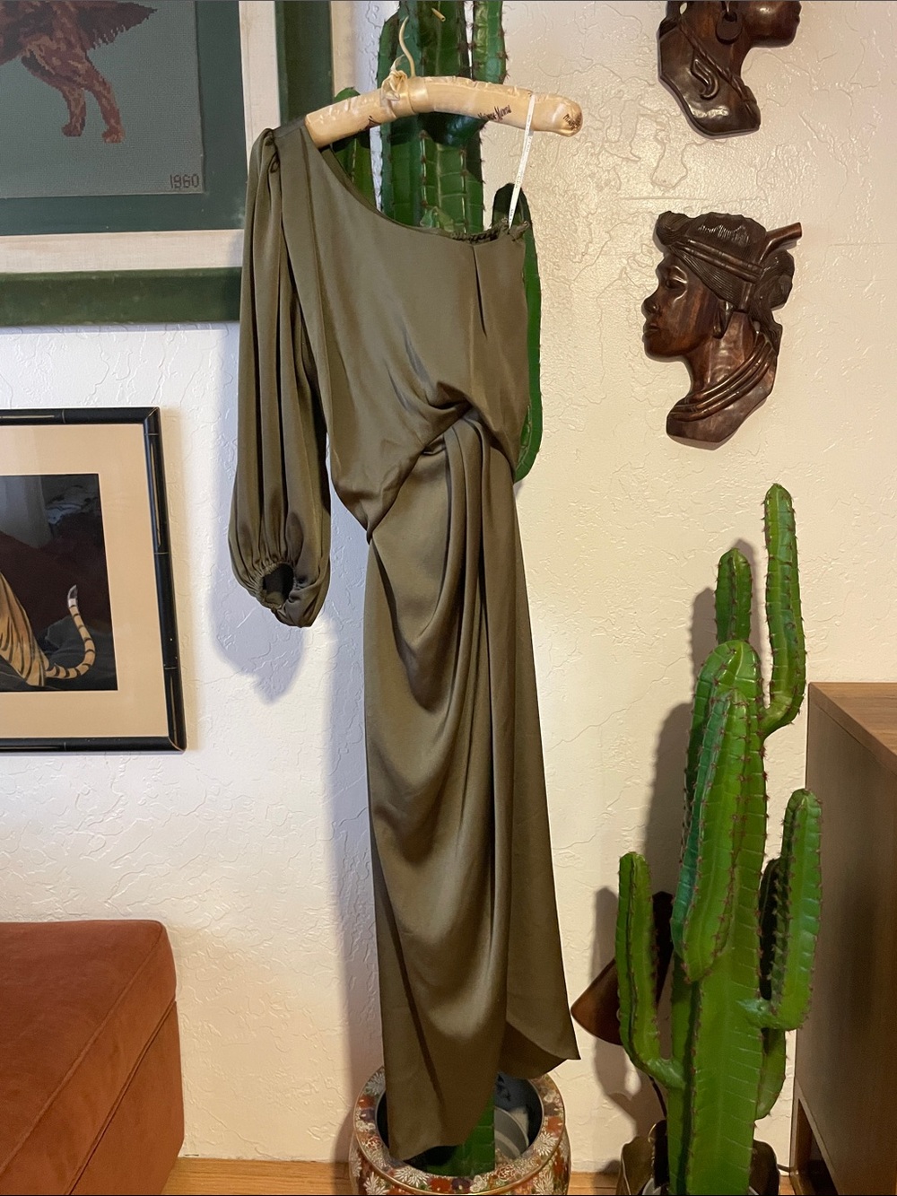 Shona Joy Luxe Tie Front One Shoulder Dress Size 2